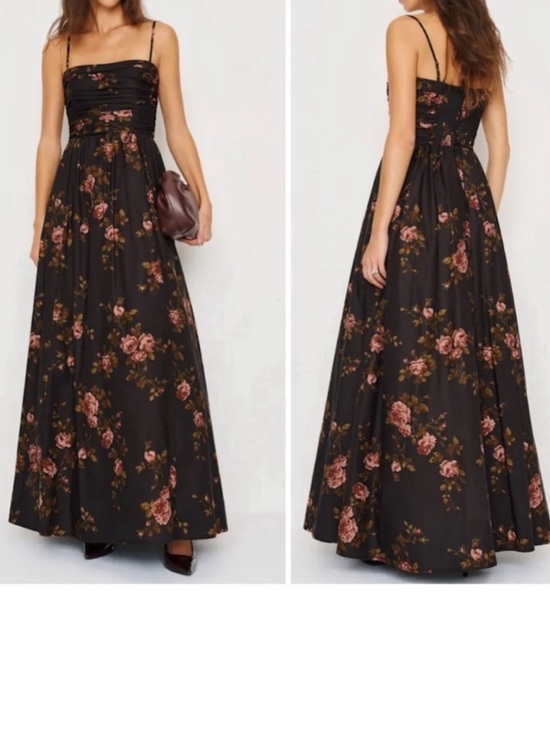 Reformation Dresses & Skirts - Reformation Black Maxi Dress with Pink Rose Print kastoria USA 8